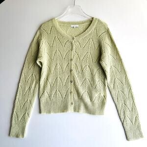 Crescent Delicate Mohair Blend Green Cardigan Soft Feminine Dainty Girly Airy M